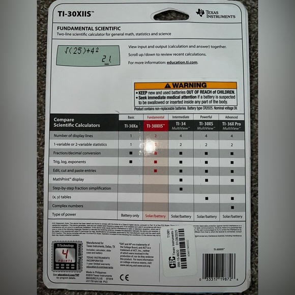 Texas Instruments TI-30XIIS Scientific Calculator – New in Package - Picture 2 of 2